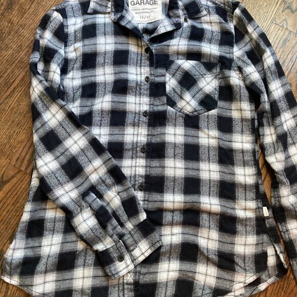 GARAGE BOYFRIEND COUPE PLAID FLANNEL SHIRT SIZE XS - Picture 2 of 4